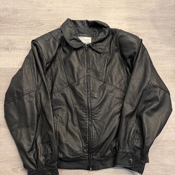 Creaciones Emfare Genuine Leather Jacket Size XL Black Bomber