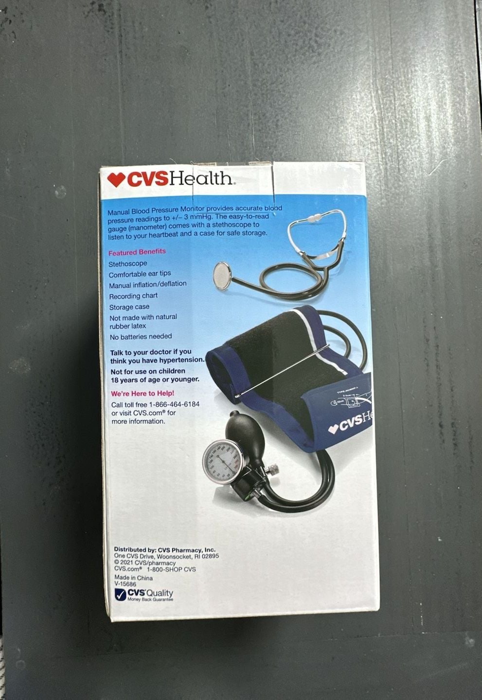 CVS Health Manual Blood Pressure Monitor Size Medium Cuff Stethoscope 3