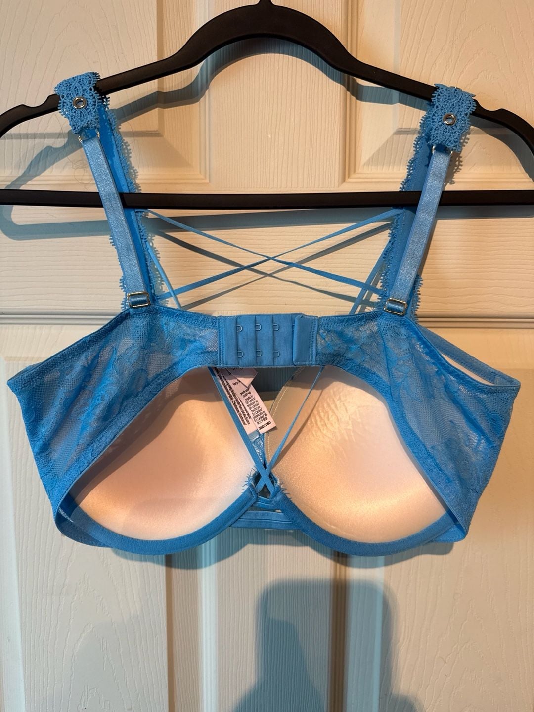 Victoria's Secret Very Sexy Push-Up Bra Size 36D Blue Lace Grommet 3