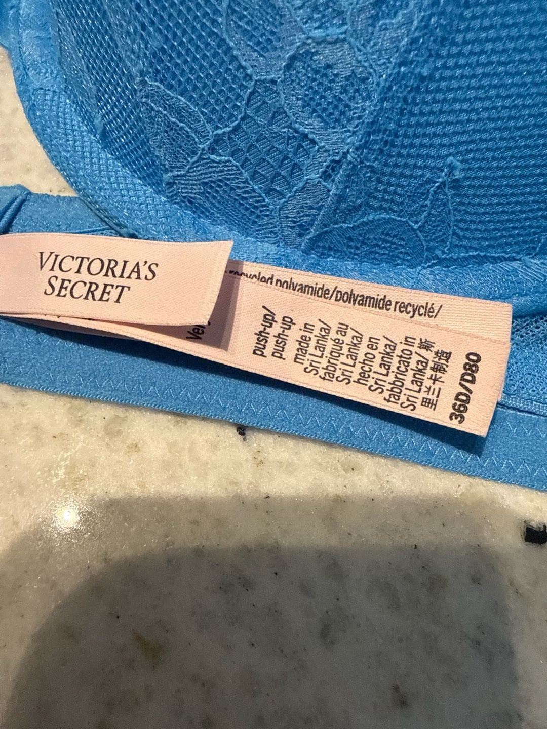 Victoria's Secret Very Sexy Push-Up Bra Size 36D Blue Lace Grommet 5