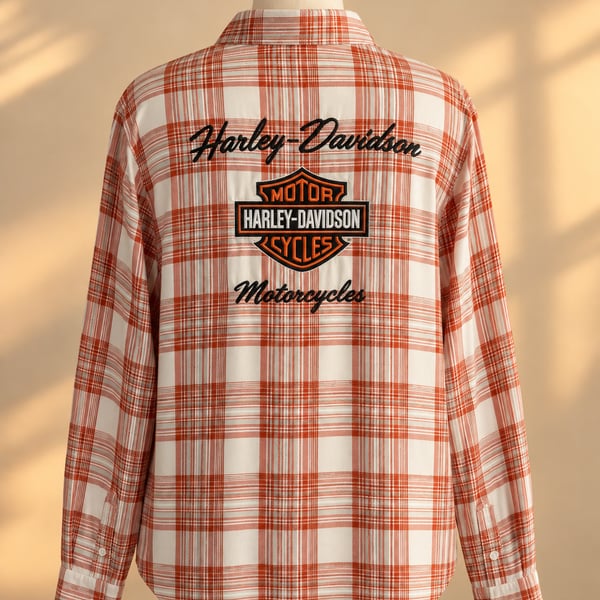 Harley Davidson 3W Plaid Shirt Bar & Shield Embroidered Biker Moto Plus
