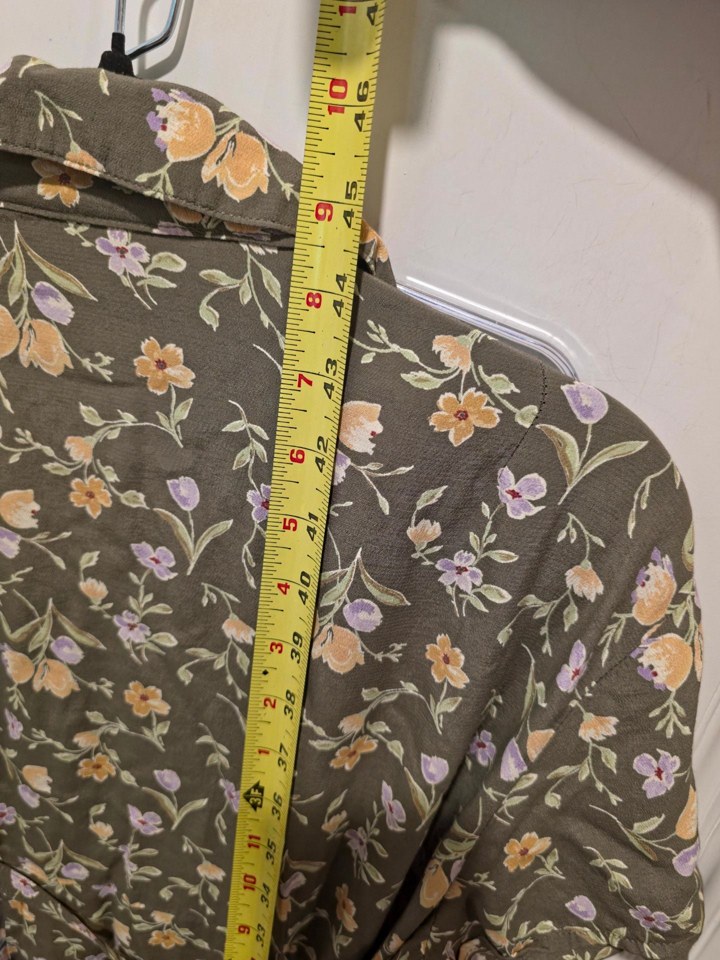 Gap Floral Midi Dress Size M Green Rayon Short Sleeve Button Front 4