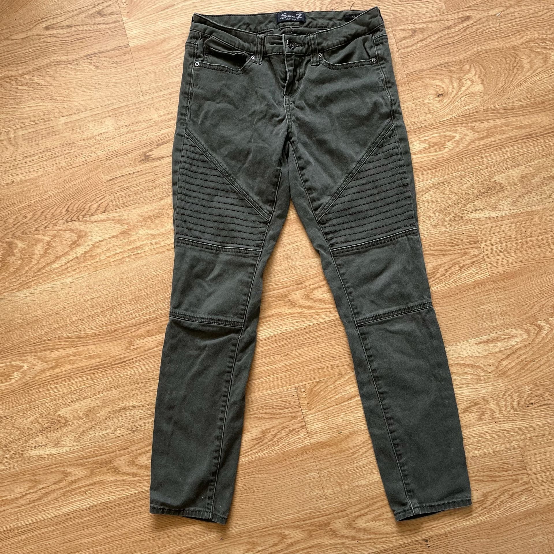Seven7 Skinny Moto Jeans Women’s Size 4 Green Rugged 3