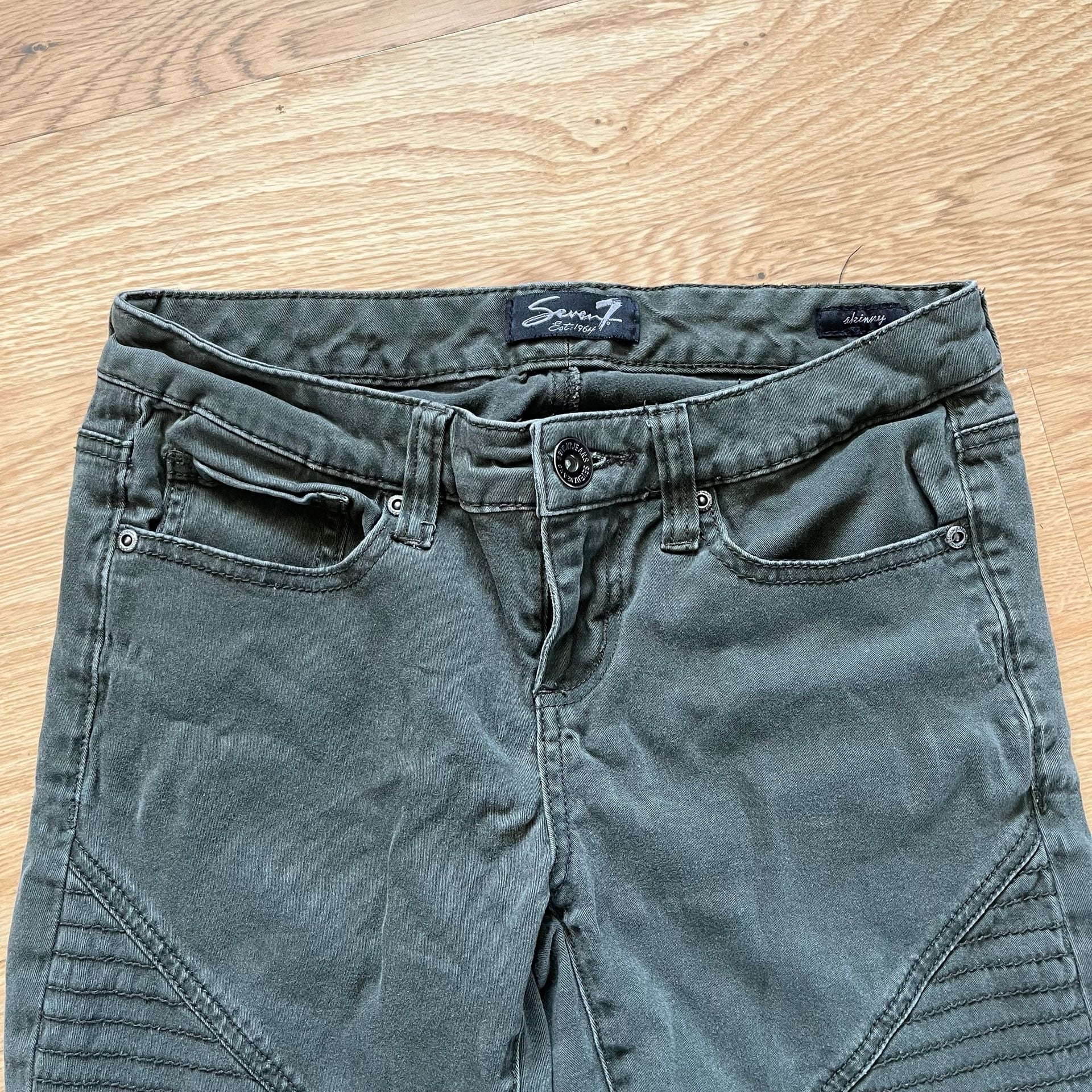 Seven7 Skinny Moto Jeans Women’s Size 4 Green Rugged 6