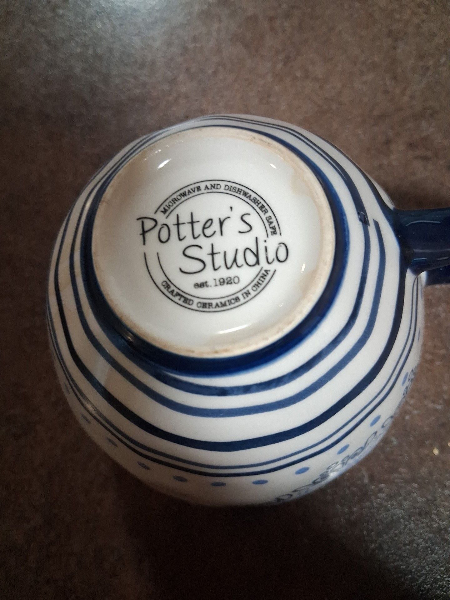 Potter's Studio Ceramic Mug Blue White Mandala Floral Pattern 2