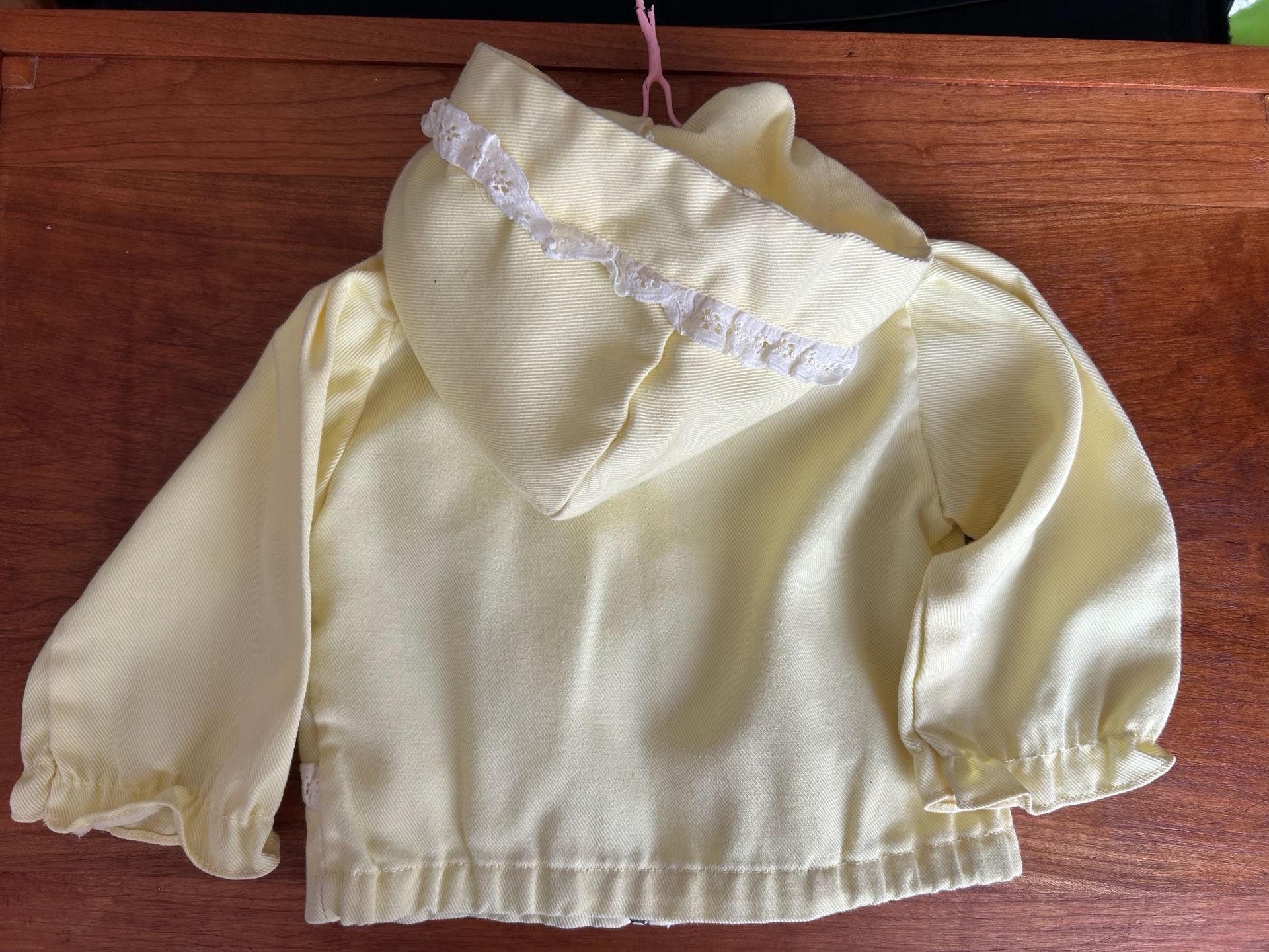 Vintage Baby Lace Trim Zip Hoodie 18 Months Yellow Cotton Blend 5