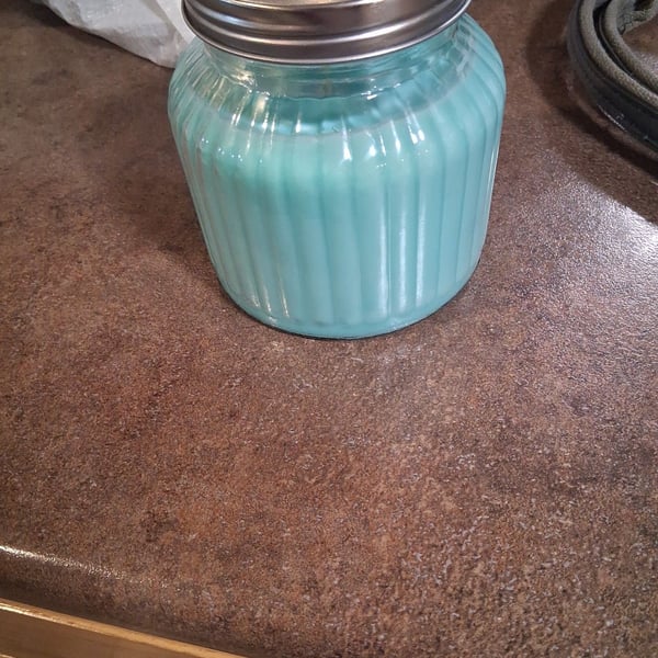 Elk Creek Candles Beach Bum Soy Wax Candle Blue Ribbed Glass Jar