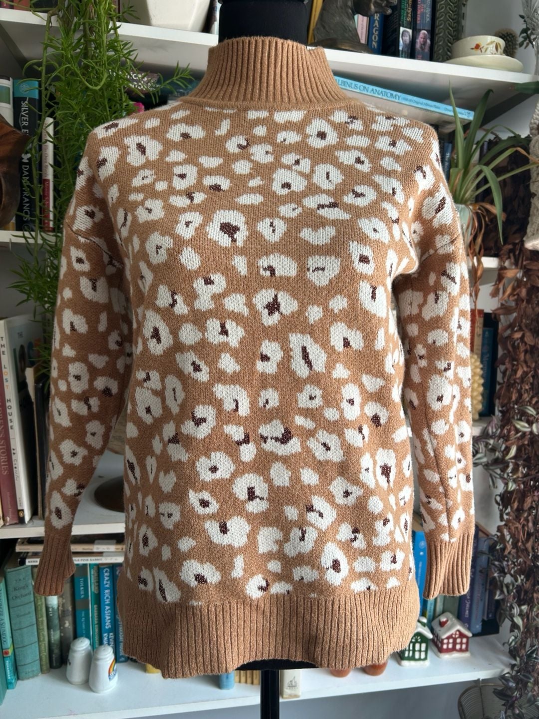 LOFT Leopard Print Mock Neck Sweater Size XSP 2