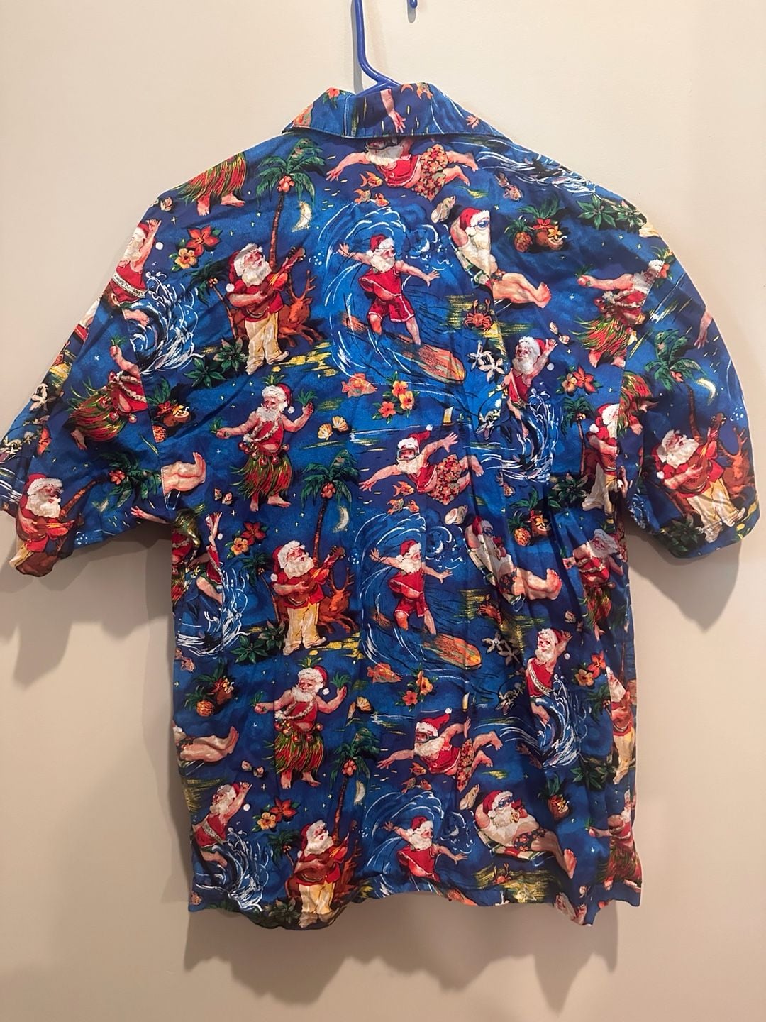 Max Boxxer Surfing Santa Hawaiian Shirt Size L Blue Christmas Aloha 5
