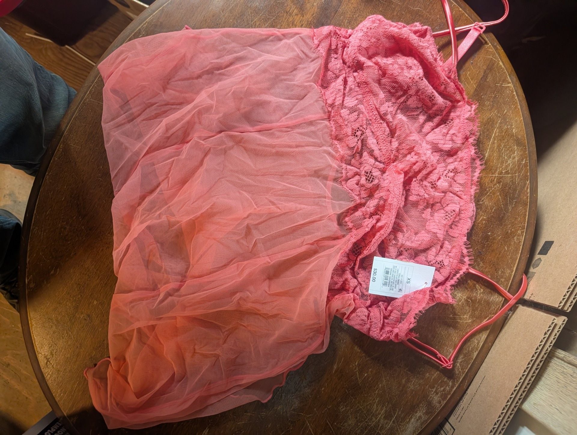 Auden Straight Neck Lingerie Babydoll Slip Dress Size XS Coral 1