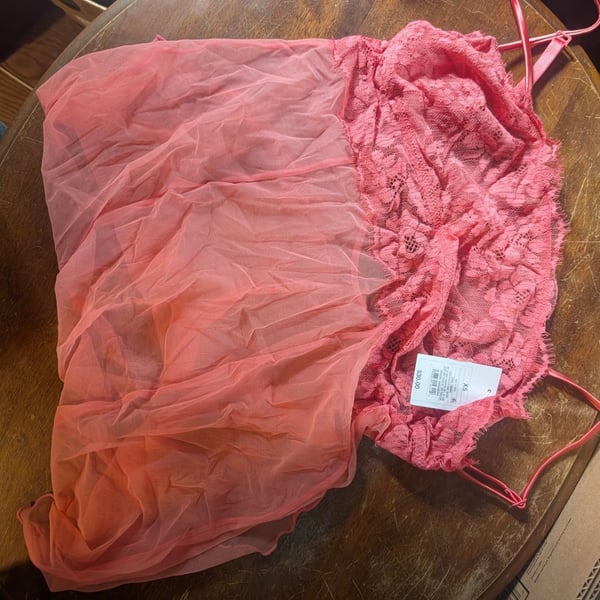 Auden Straight Neck Lingerie Babydoll Slip Dress Size XS Coral
