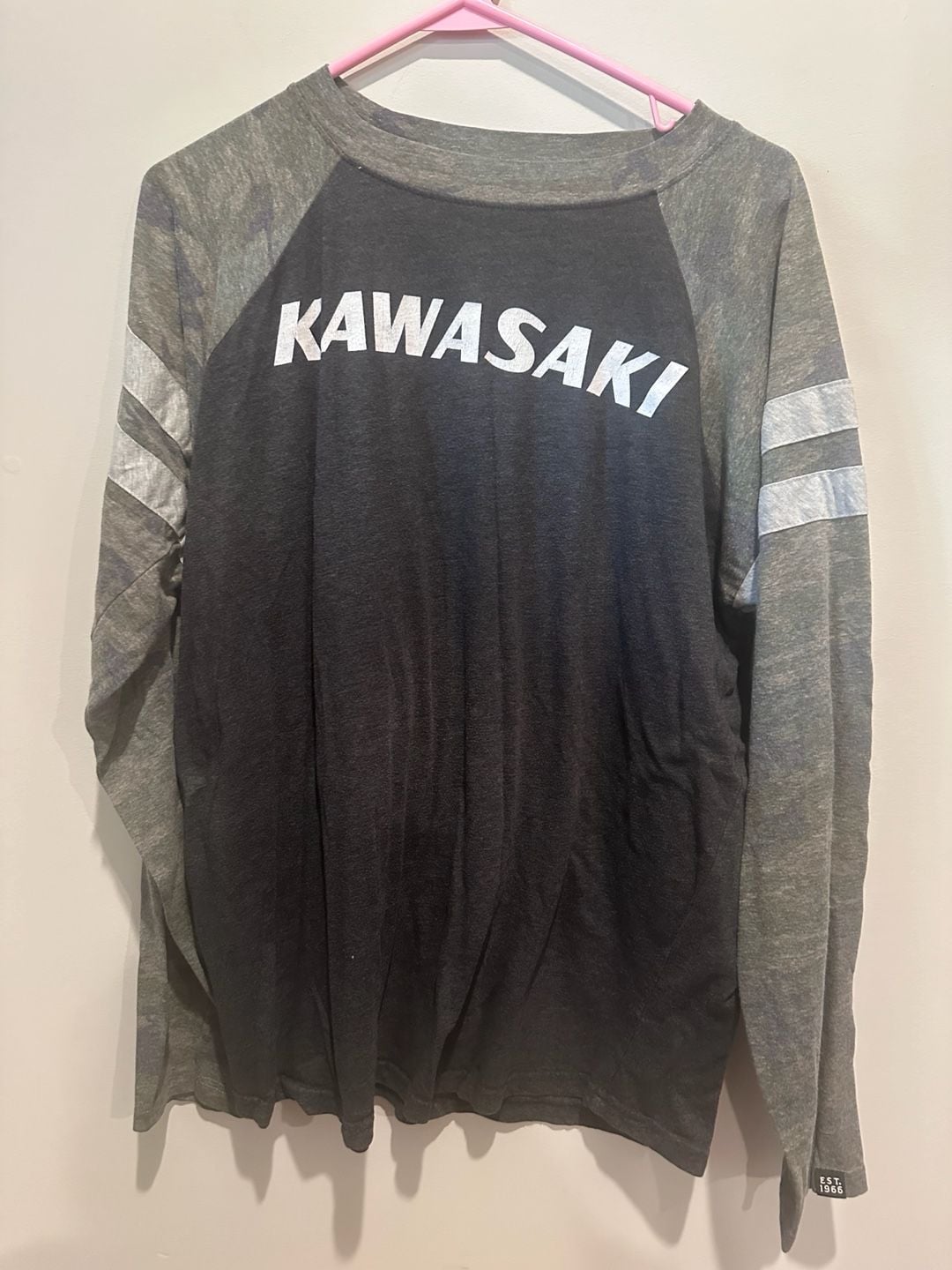 Kawasaki Long Sleeve Baseball T-Shirt Gray Black 2