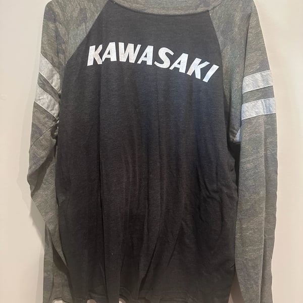 Kawasaki Long Sleeve Baseball T-Shirt Gray Black