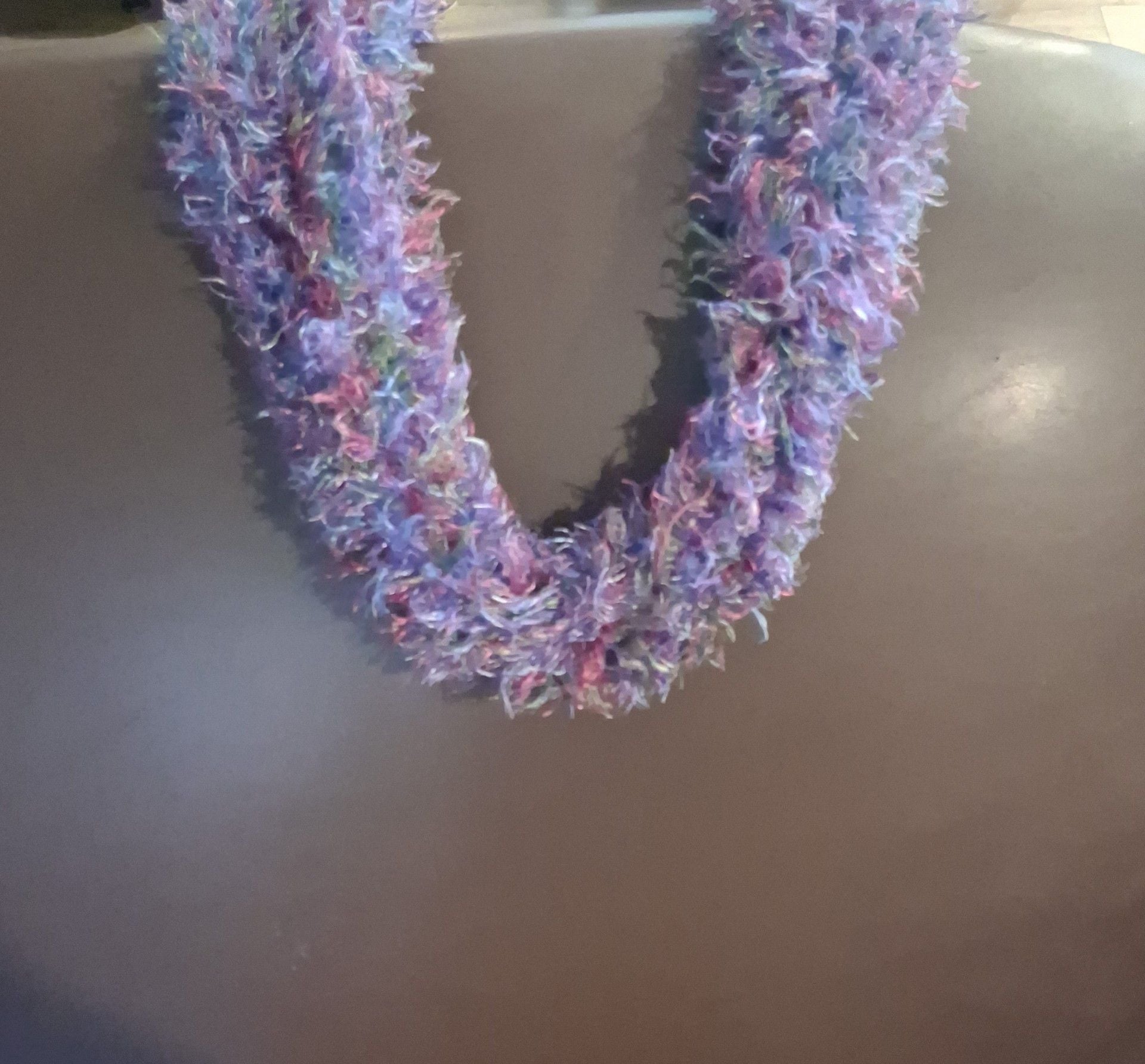 Handmade Eyelash Yarn Fuzzy Scarf Blue Purple Multicolor 2