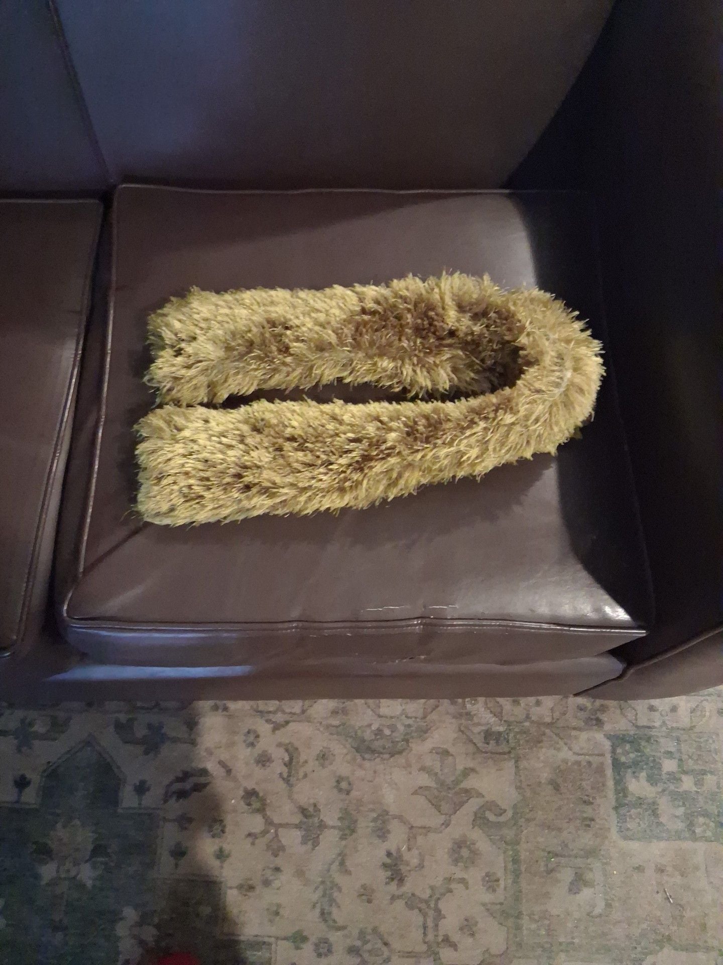 Unbranded Fuzzy Furry Winter Scarf Yellow Gold 1
