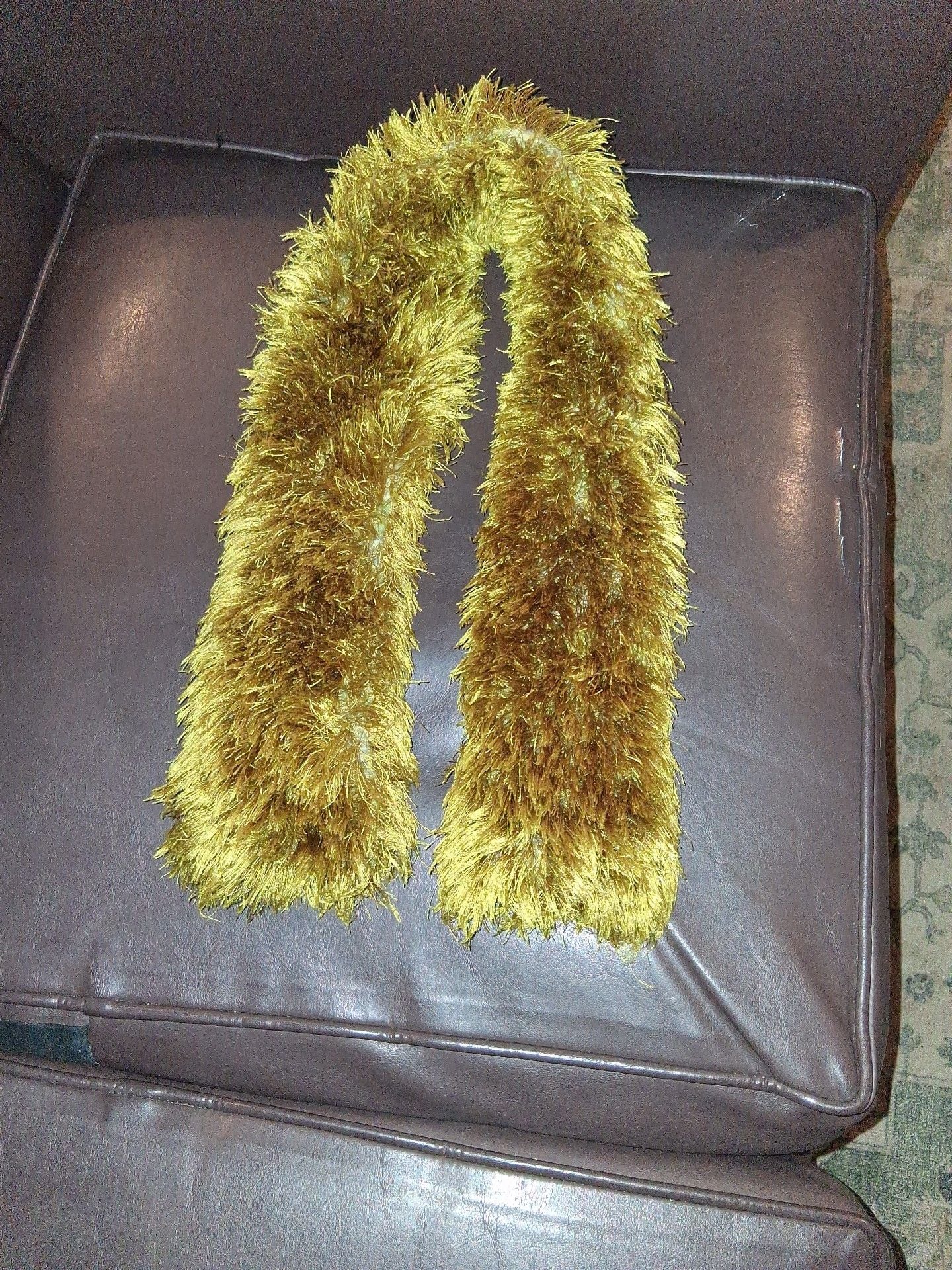 Unbranded Fuzzy Furry Winter Scarf Yellow Gold 2
