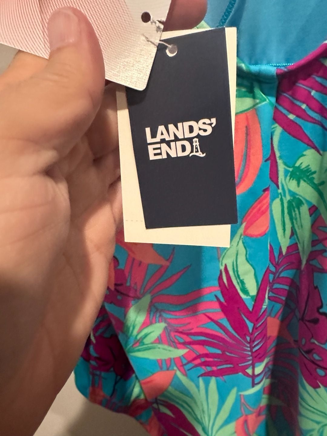 Lands' End One Piece Swimsuit Size 16 Turquoise Tropical Palms 6