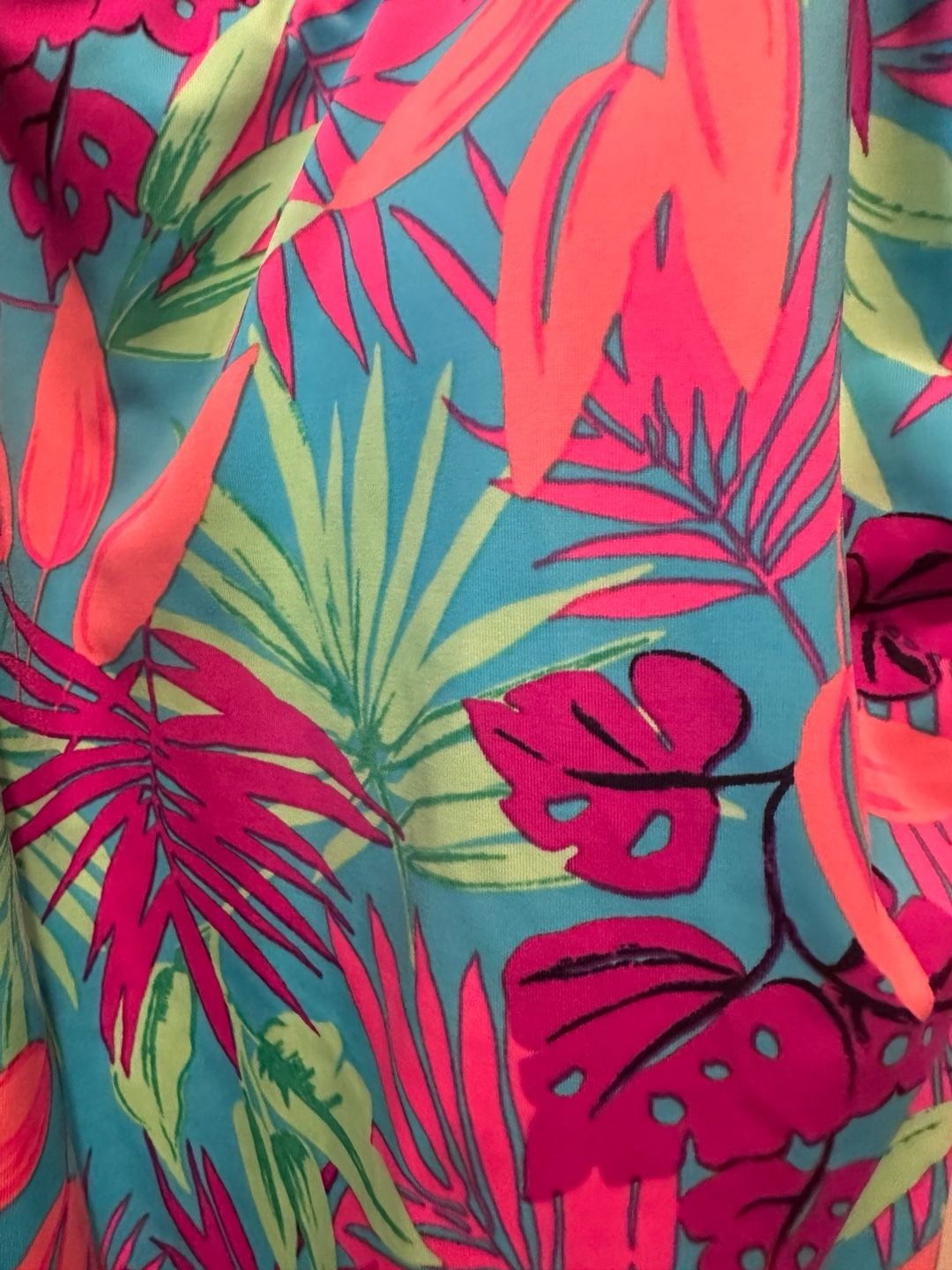Lands' End One Piece Swimsuit Size 16 Turquoise Tropical Palms 8