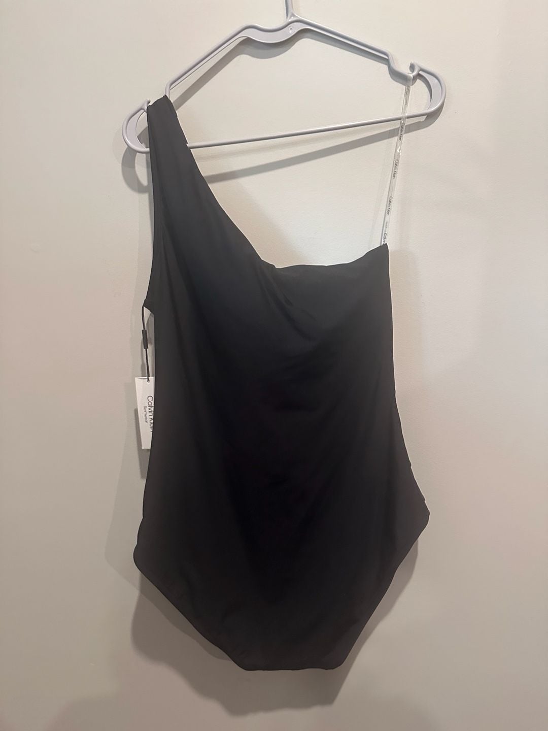 Calvin Klein One-Shoulder Starburst One-Piece Swimsuit Size 14 Black 7