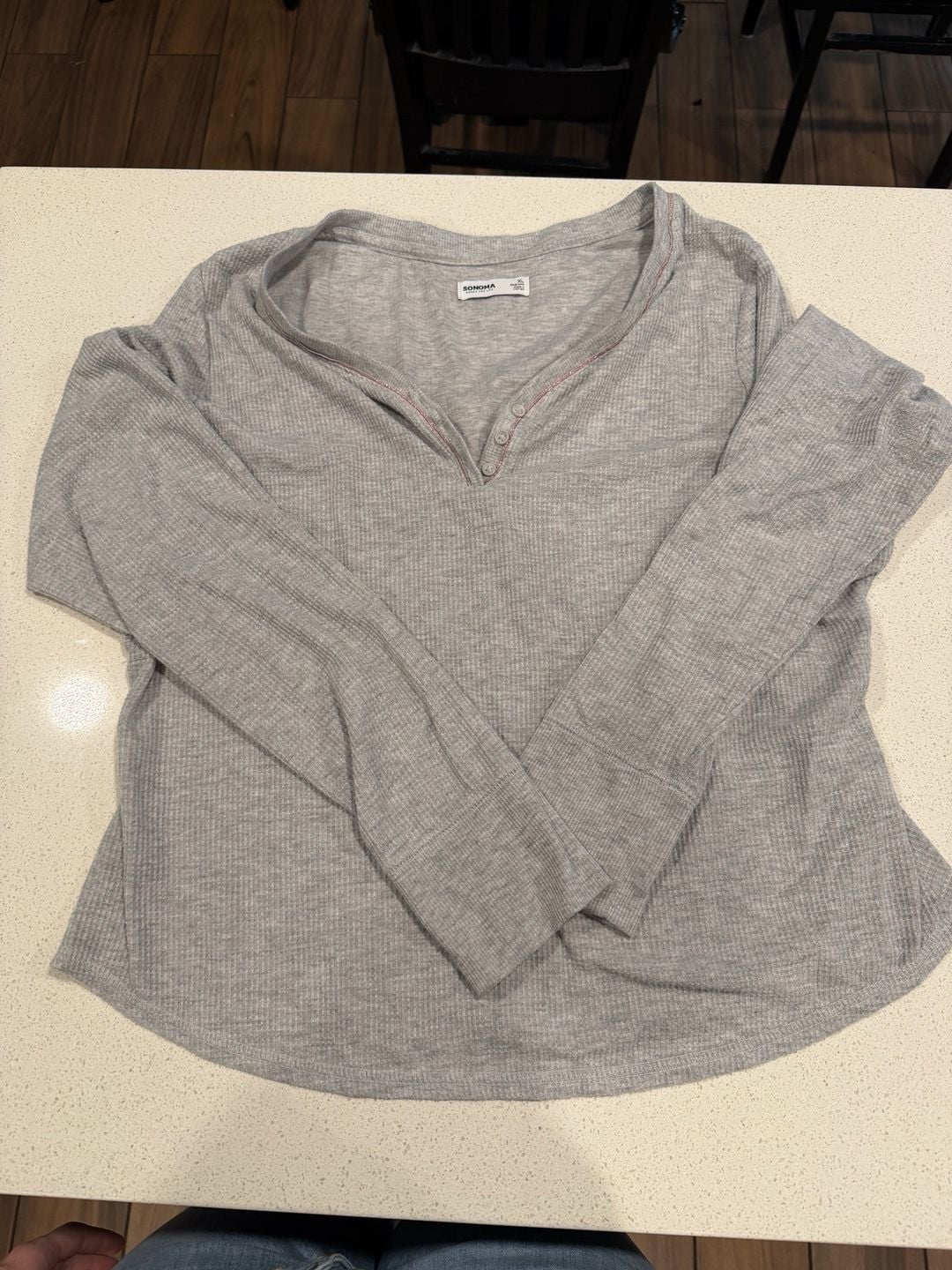 Sonoma Goods for Life Women’s XL Gray Thermal Waffle Knit Pajama Set Long Sleeve 1