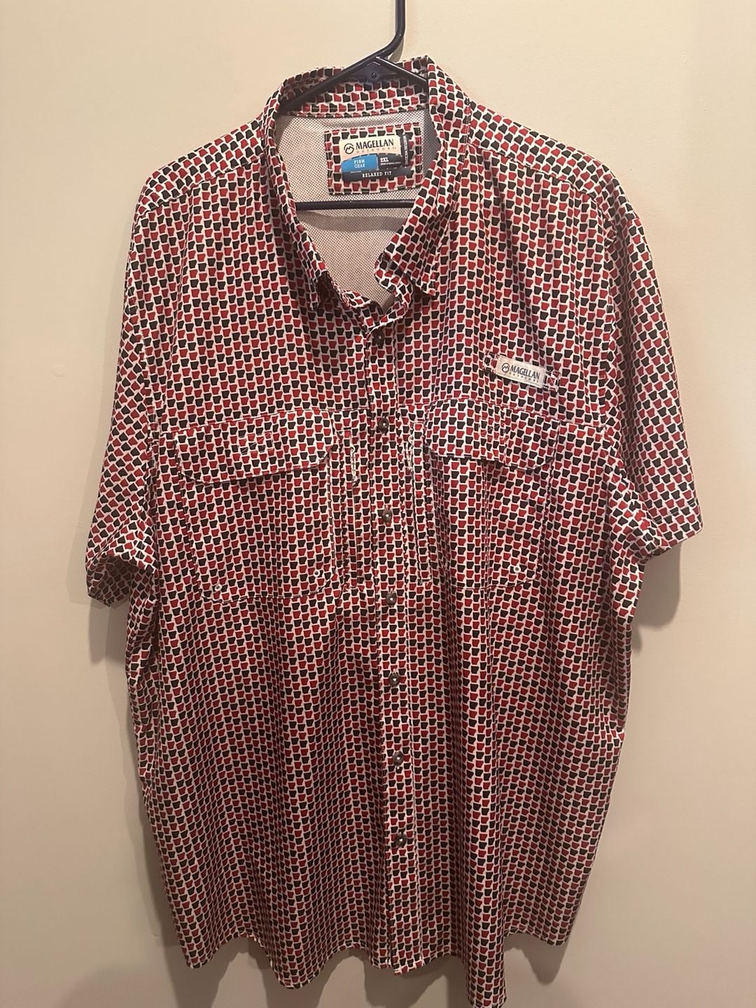 Magellan Outdoors Fish Gear Button Down Shirt Size 2XL Arkansas State Print 2