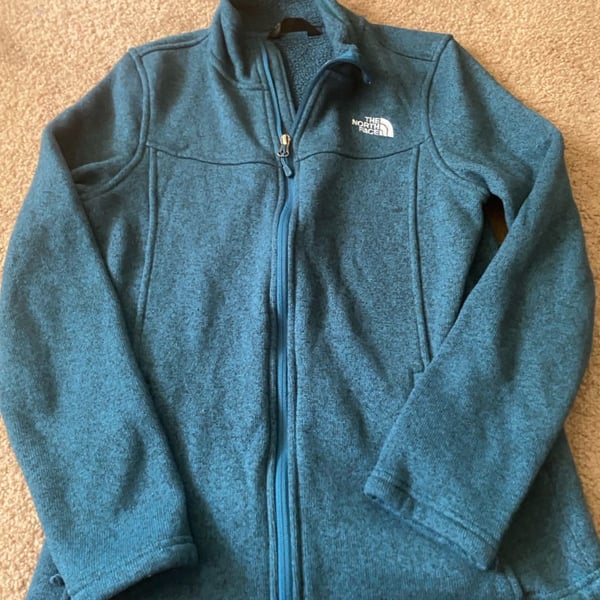 The North Face Fleece Full Zip Jacket Size L Teal Blue