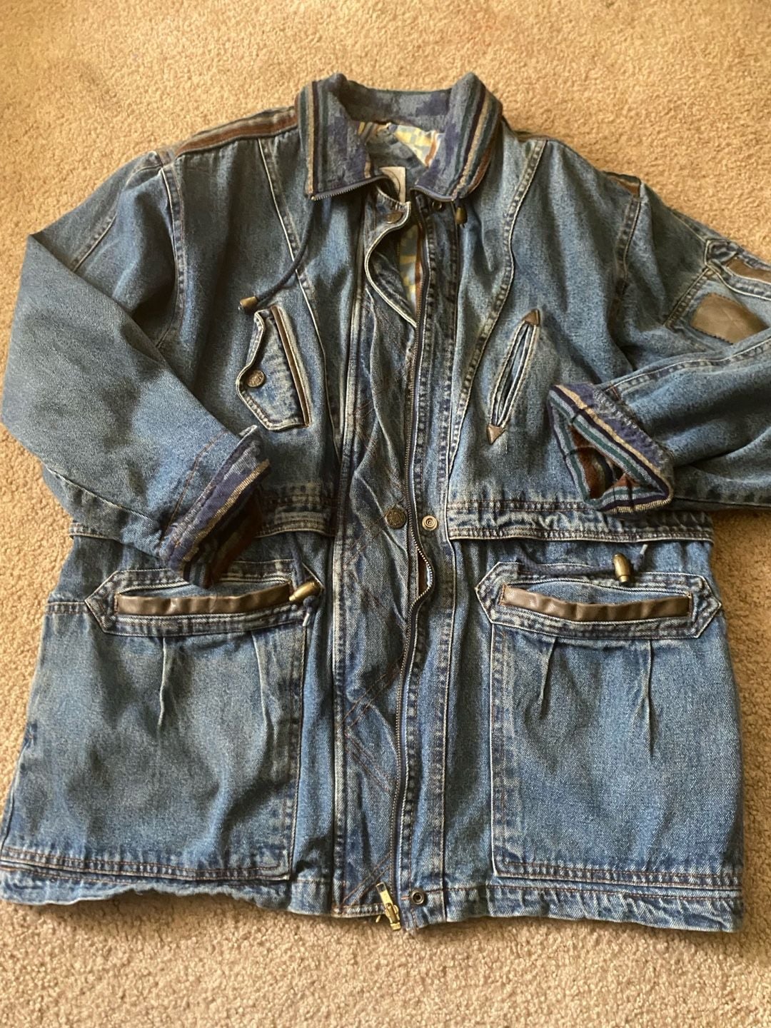 Current Seen Denim Jacket Size Medium Vintage Quilted Blue 2