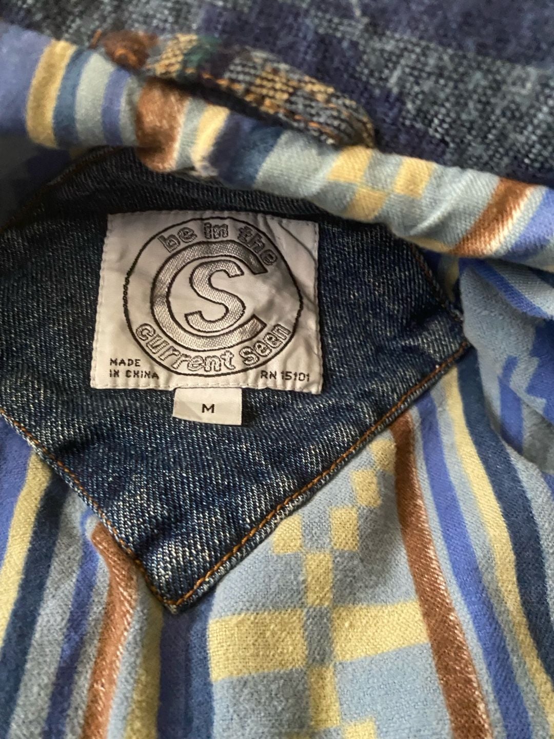 Current Seen Denim Jacket Size Medium Vintage Quilted Blue 8