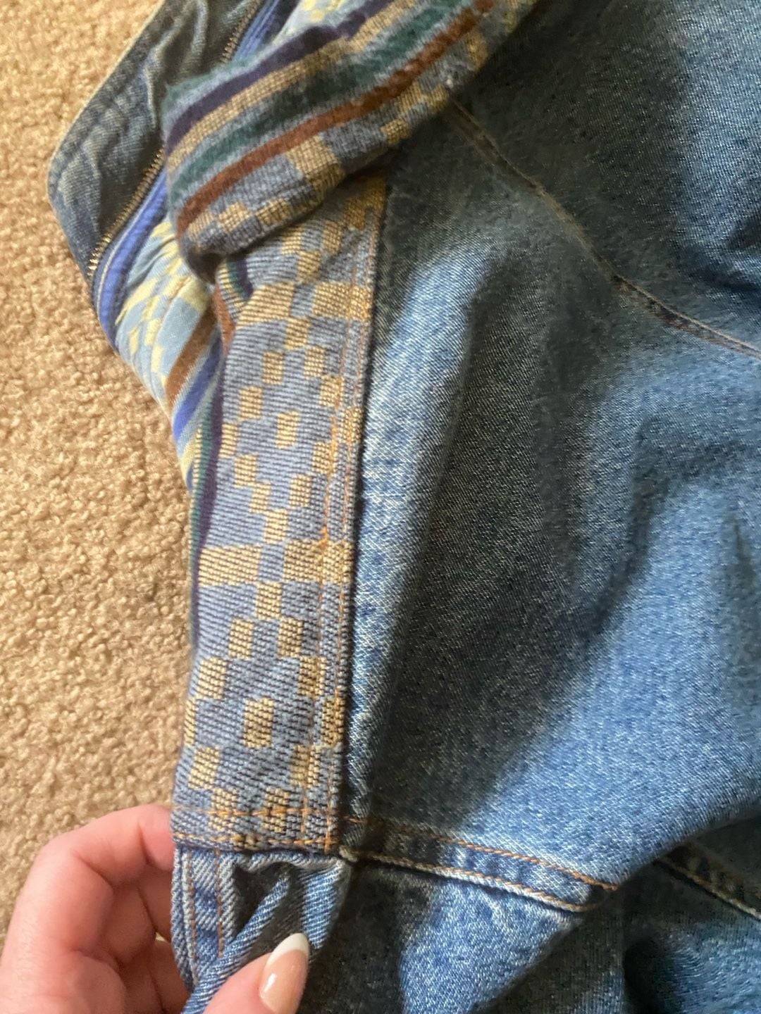 Current Seen Denim Jacket Size Medium Vintage Quilted Blue 14