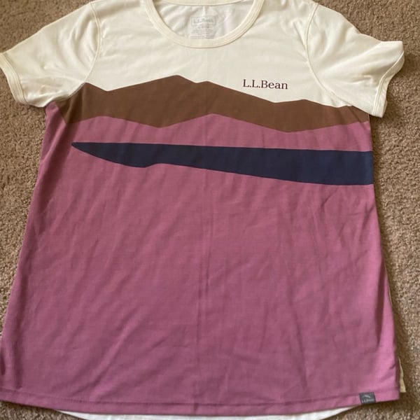 Ll Bean Mountainside Crewneck Tee Size L-Reg Multicolor Graphic