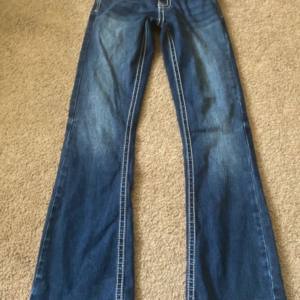 Rockin' C Jeans Size 10 youth Blue Embroidered Bootcut Denim