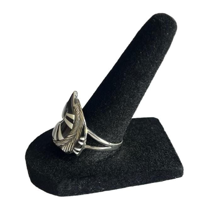 Vintage Sterling Silver Horse Ring with Black Onyx & Howlite Inlay – Size 9 8