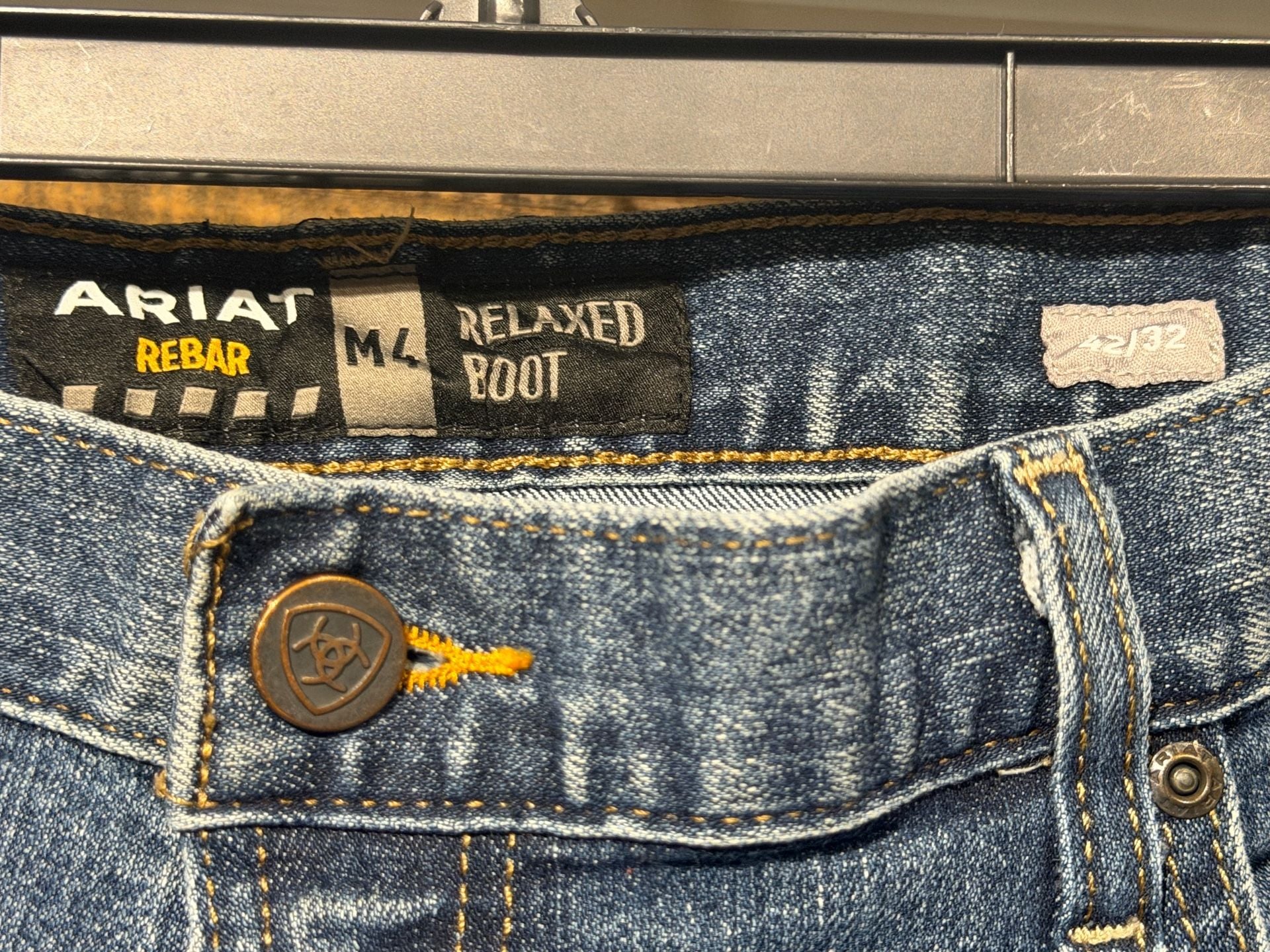 Ariat Rebar M4 Relaxed Boot Jeans Size 42/32 Blue Denim 4