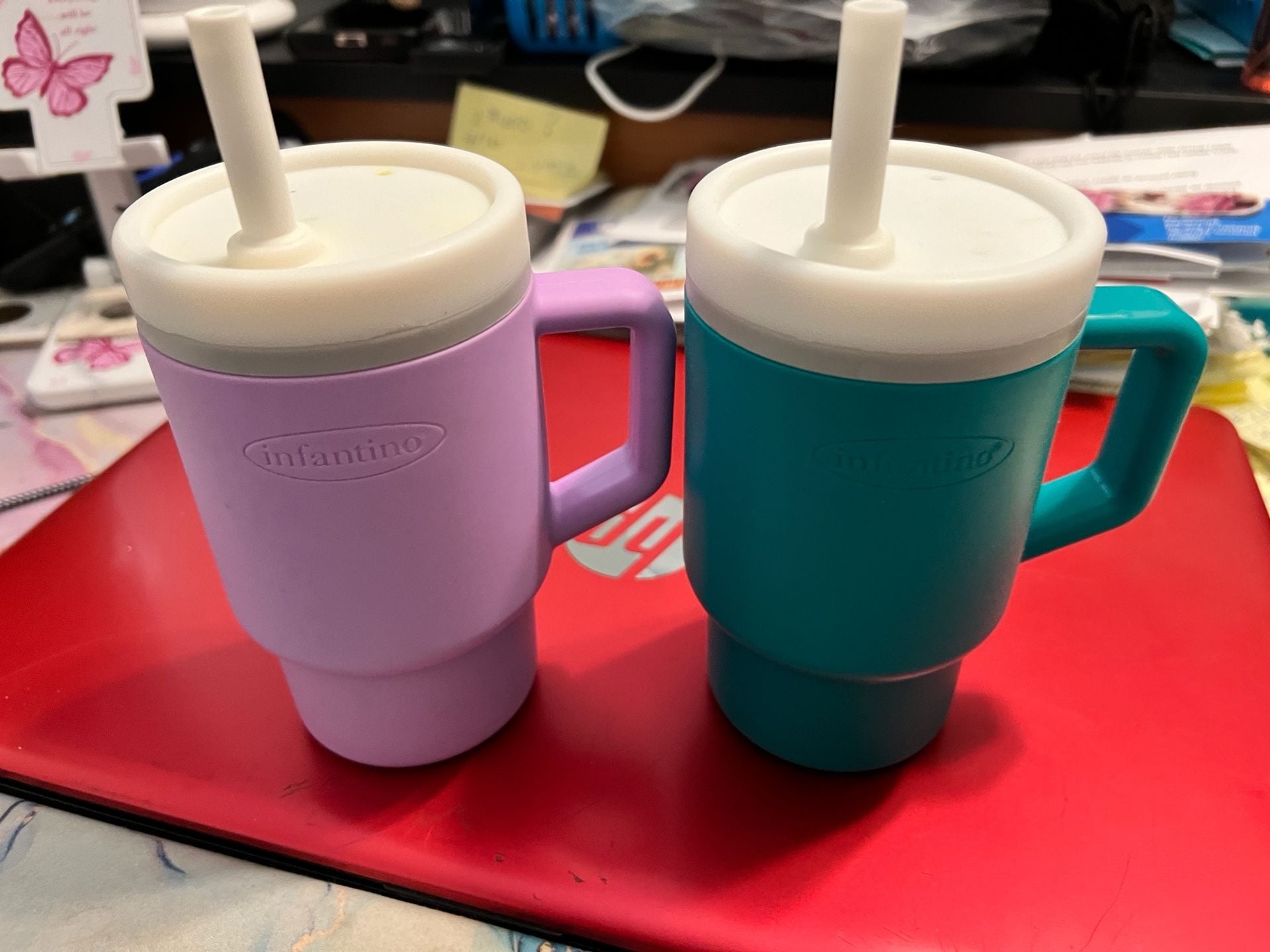 Infantino My 1st Tumbler Sippy Cup Set Purple Teal 1