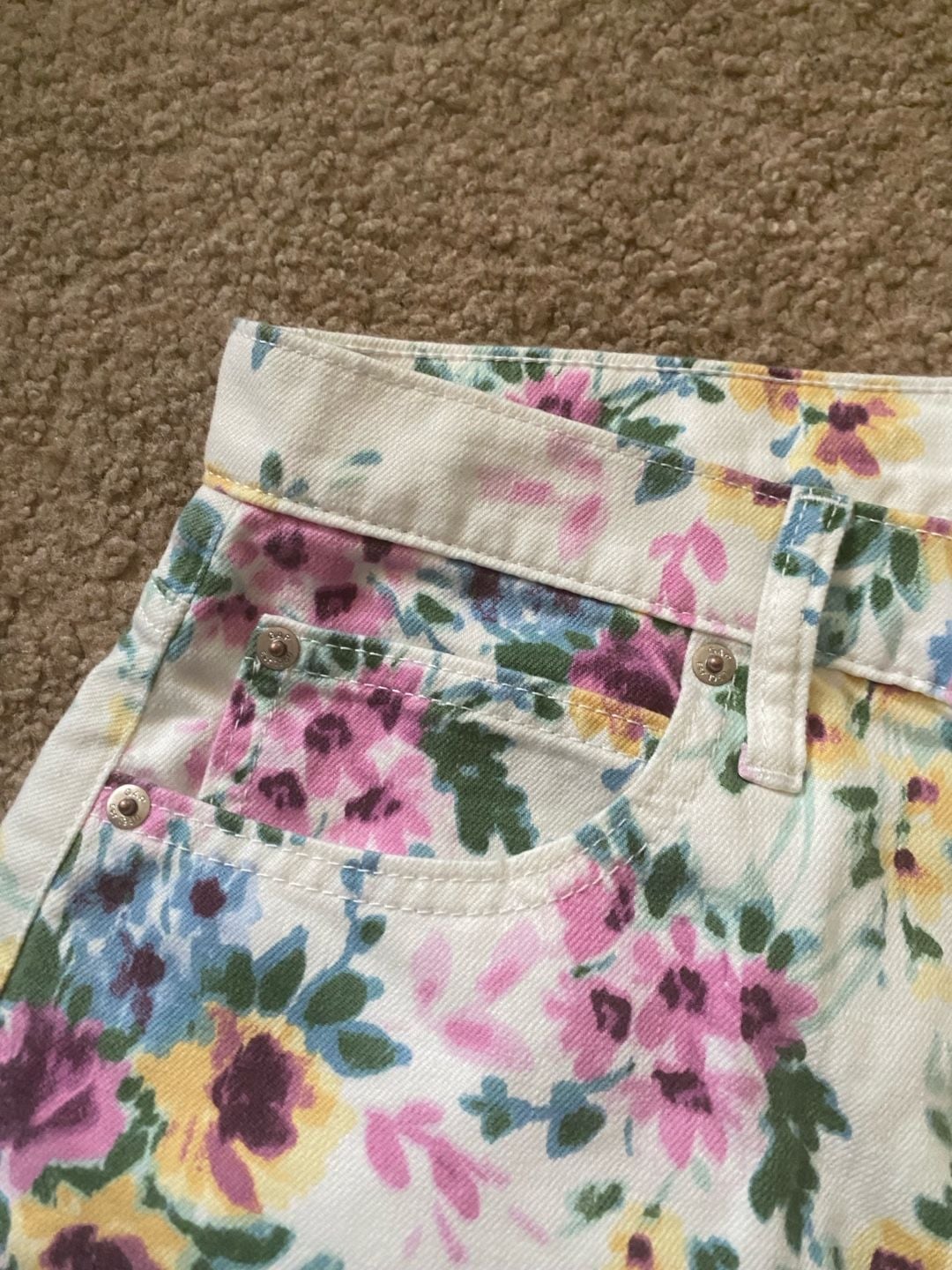 Gap Barrel High Rise Jeans Size 28 Short White Floral Print Cotton 4