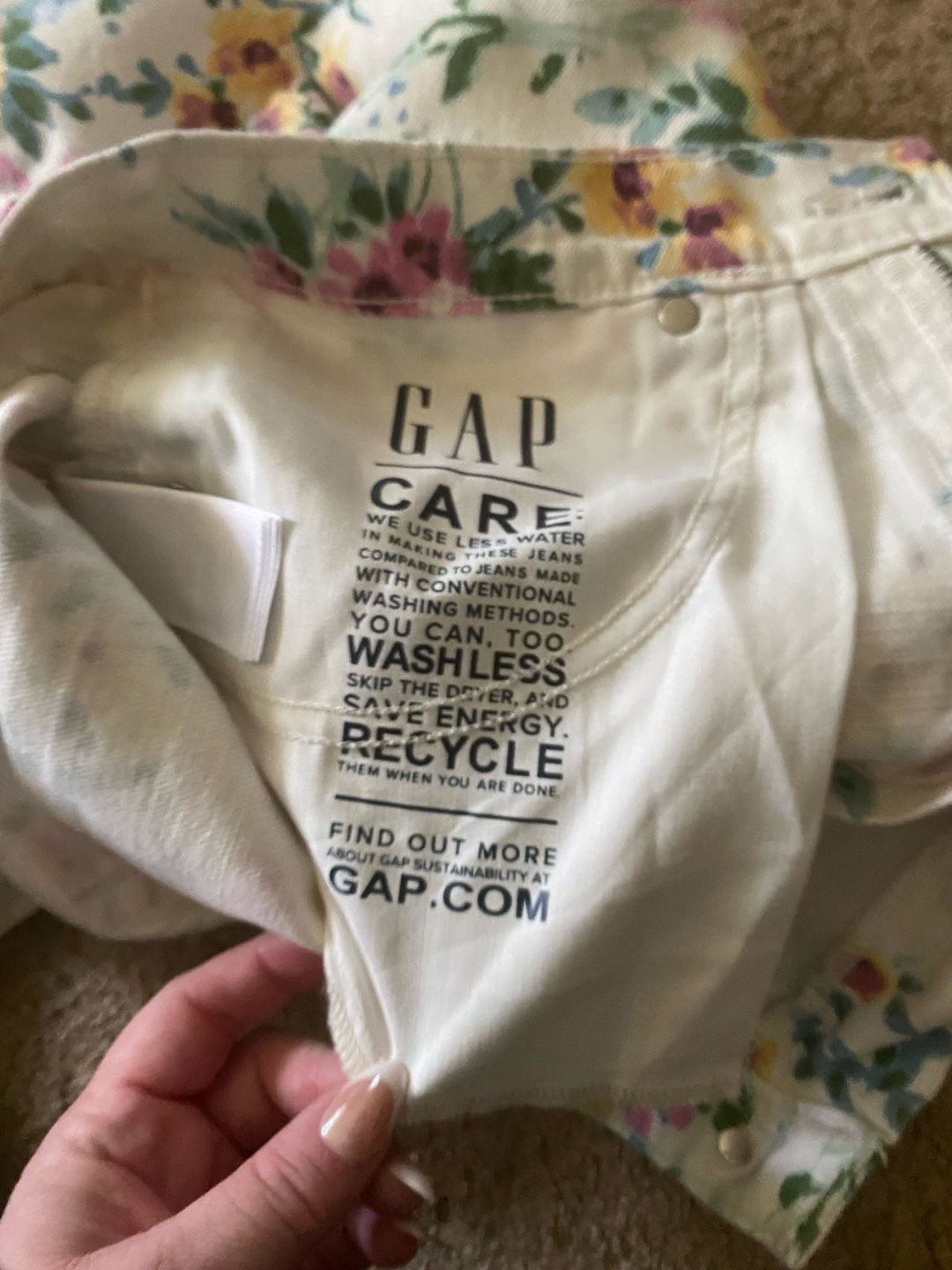 Gap Barrel High Rise Jeans Size 28 Short White Floral Print Cotton 6