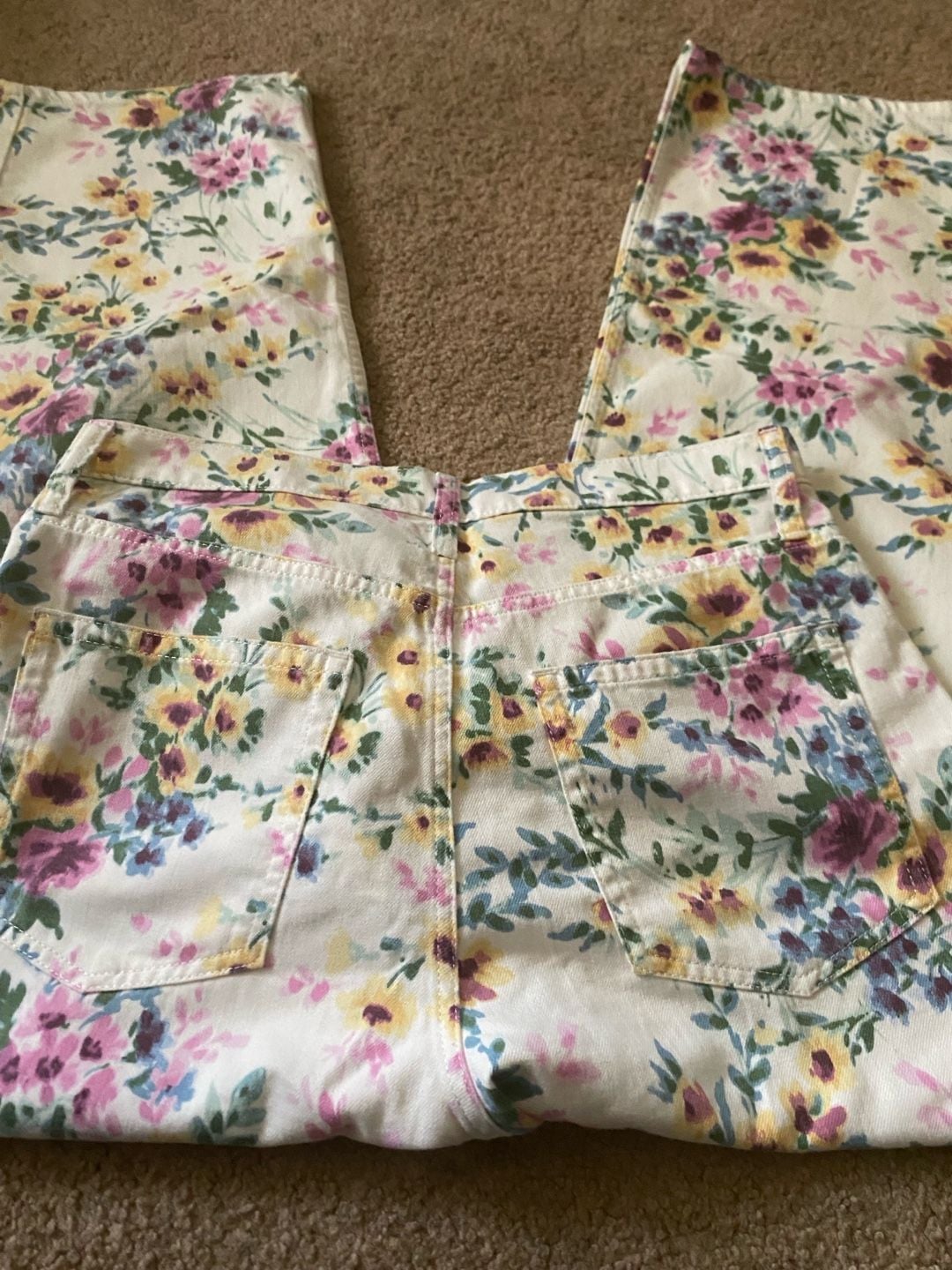 Gap Barrel High Rise Jeans Size 28 Short White Floral Print Cotton 8