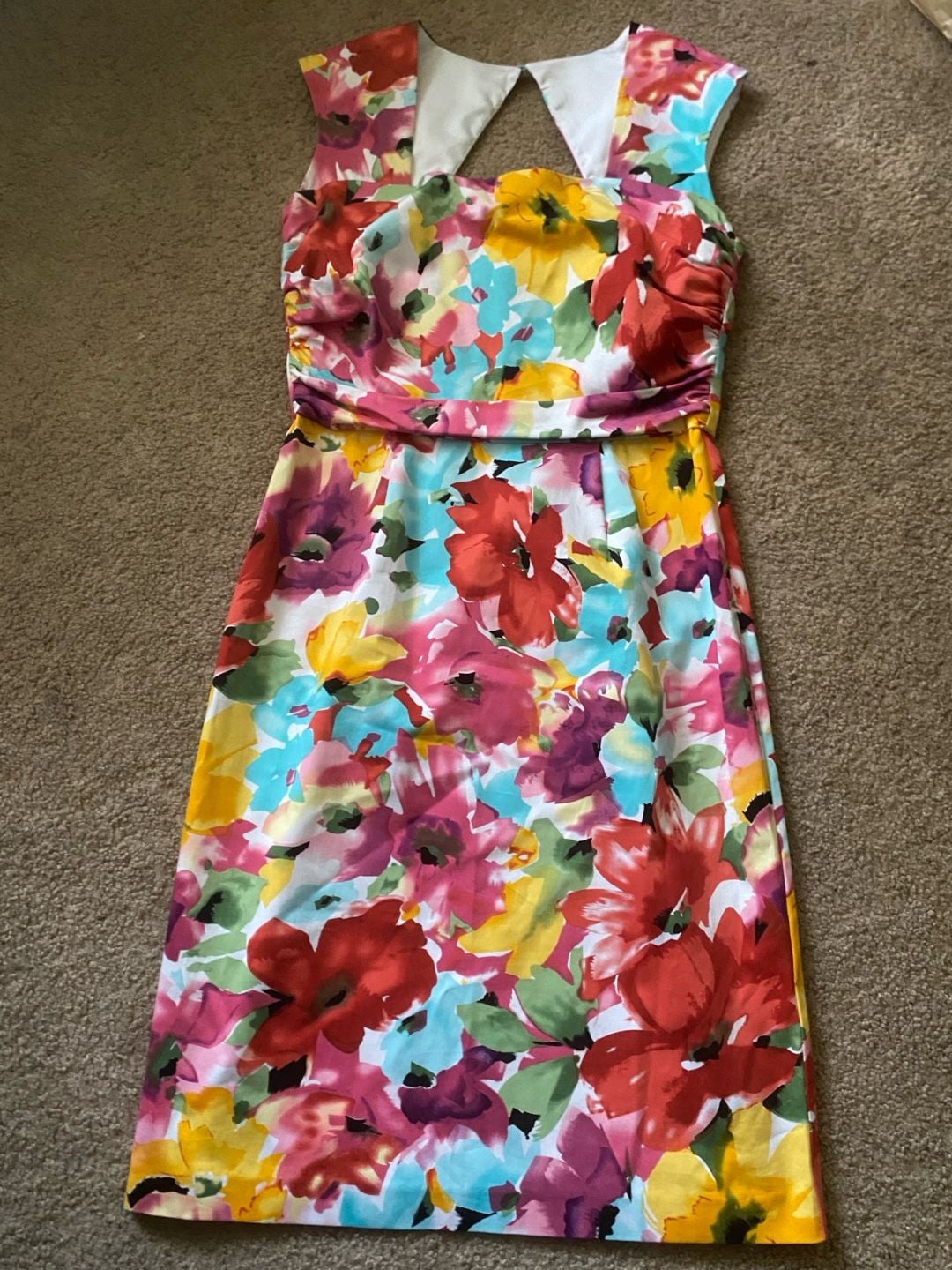 Donna Ricco Floral Sleeveless Midi Dress Size 6 Watercolor Colorful 2