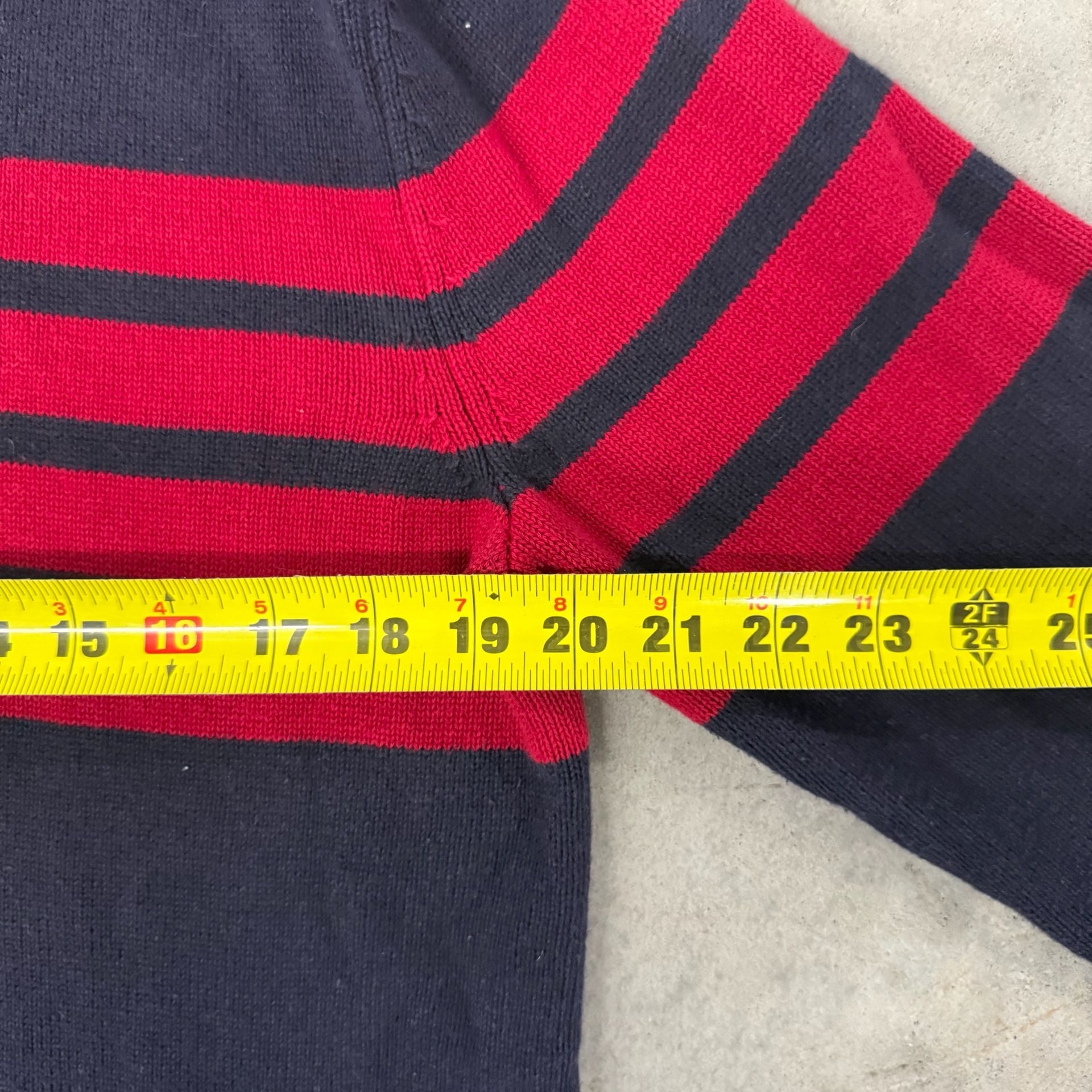 Gap Designed & Crafted Quarter Zip Sweater Size M Tall Blue Red Striped 6