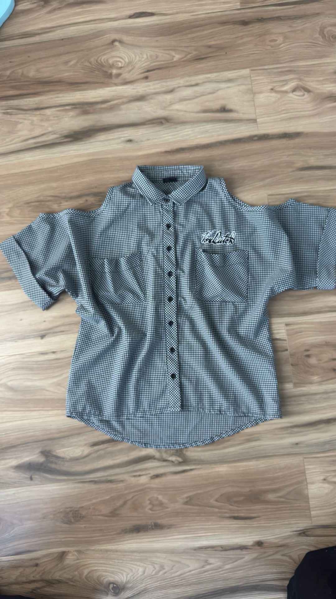 Von Dutch Gingham Cold Shoulder Shirt 3