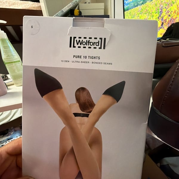 Wolford Pure 10 Tights Size S Caramel Ultra-Sheer Bonded Seams