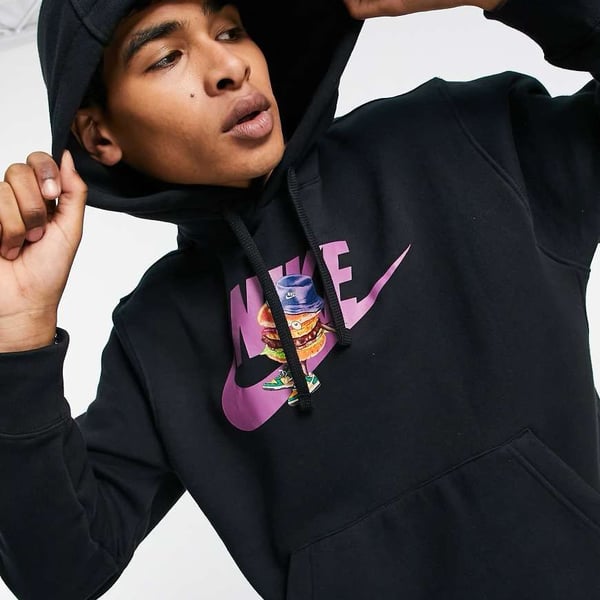 Nike Burger Bucket Fleece Hoodie Size S Black DN5180-010