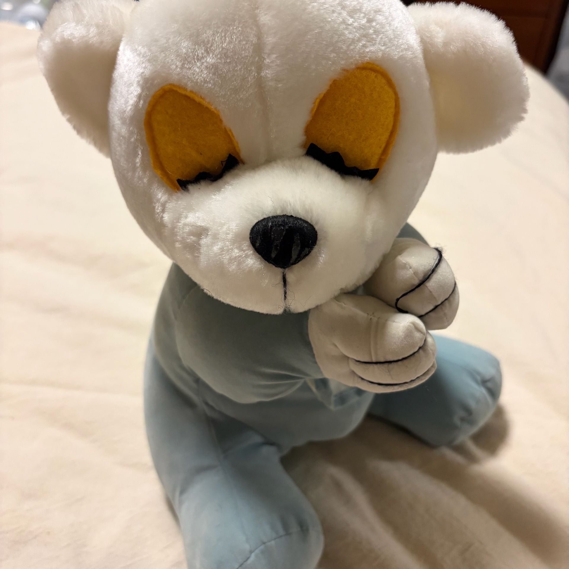 Vintage Retro Kuddle Me Toys Sleeping Polar Bear Plush Blue Pajamas 1