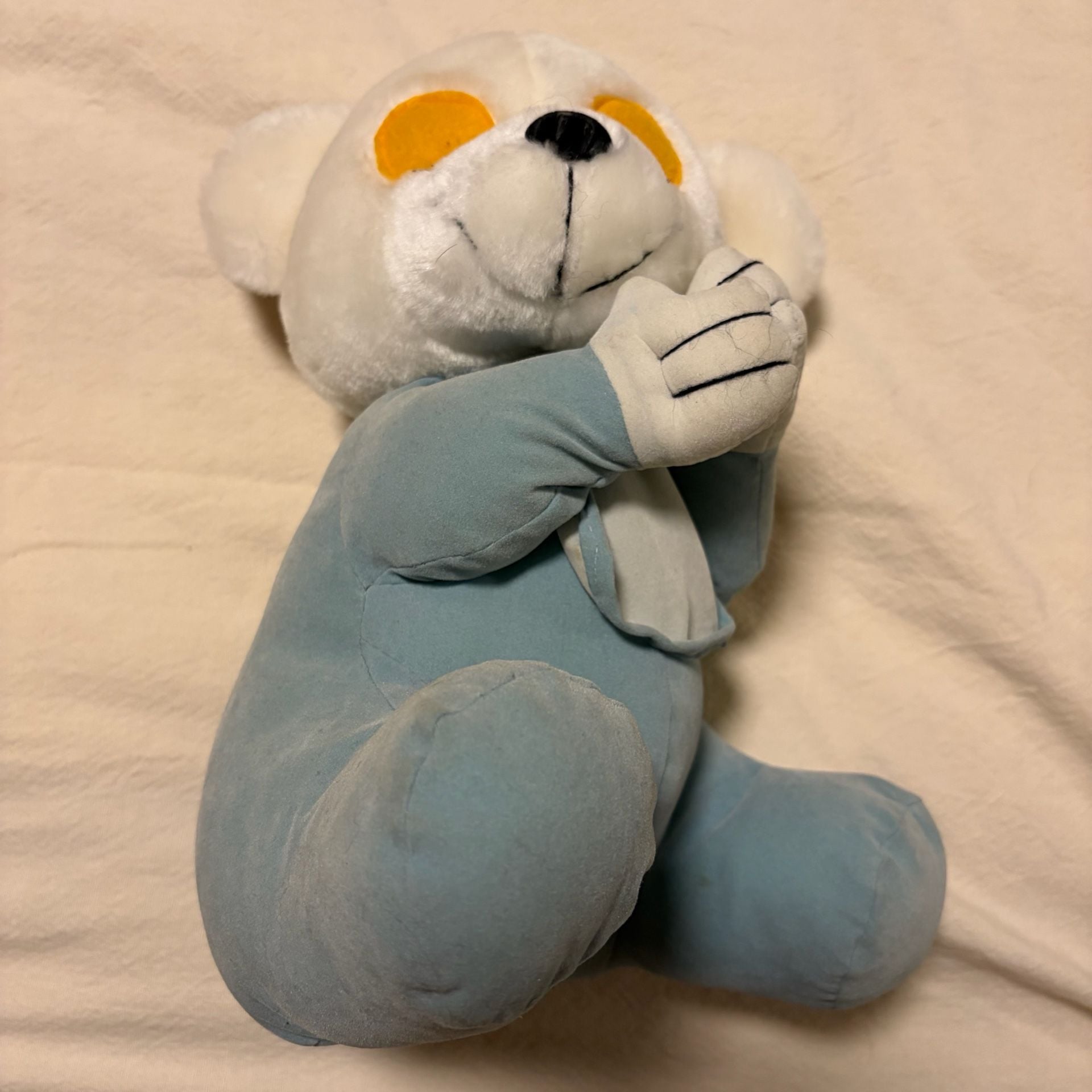 Vintage Retro Kuddle Me Toys Sleeping Polar Bear Plush Blue Pajamas 2