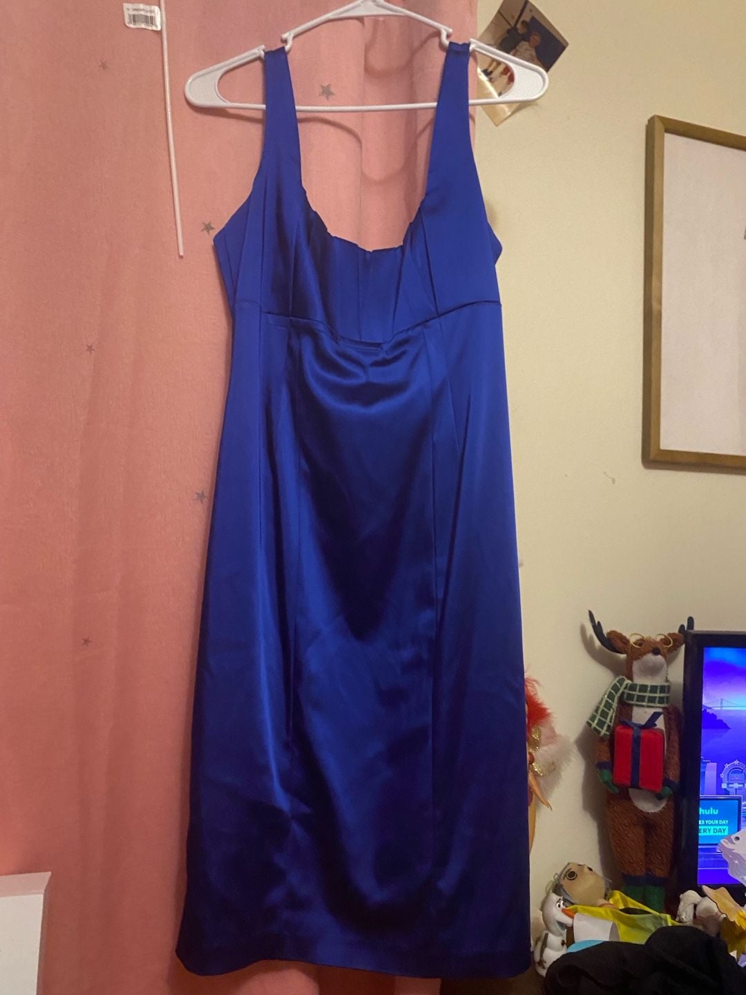 Calvin Klein Satin Dress Size 10 Royal Blue Sleeveless Cocktail 2