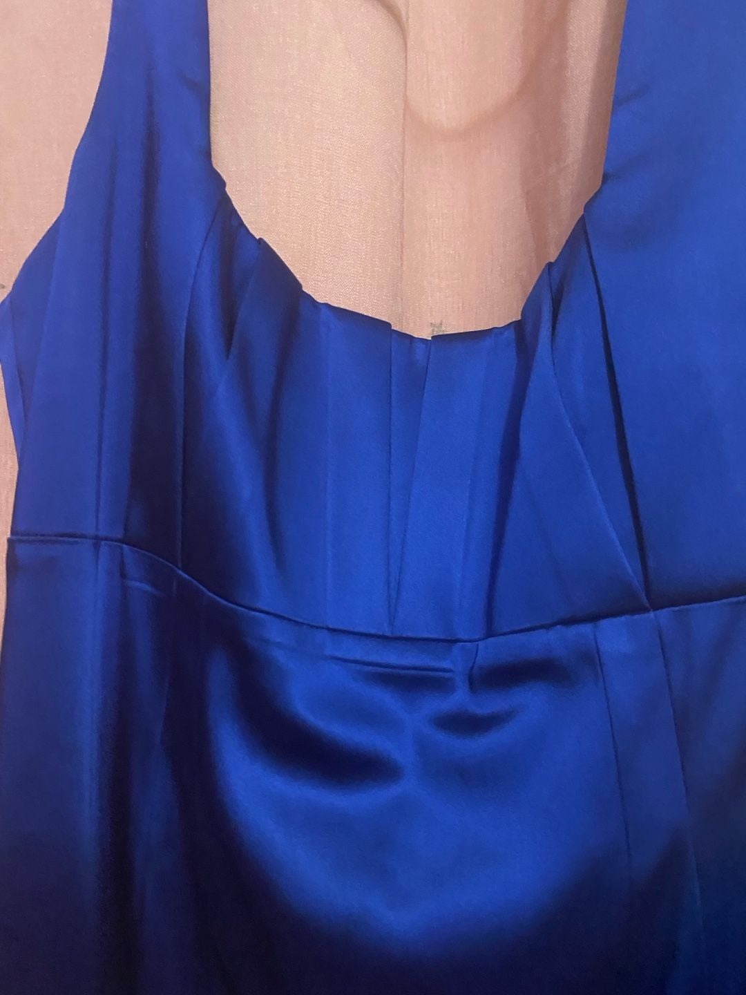 Calvin Klein Satin Dress Size 10 Royal Blue Sleeveless Cocktail 3