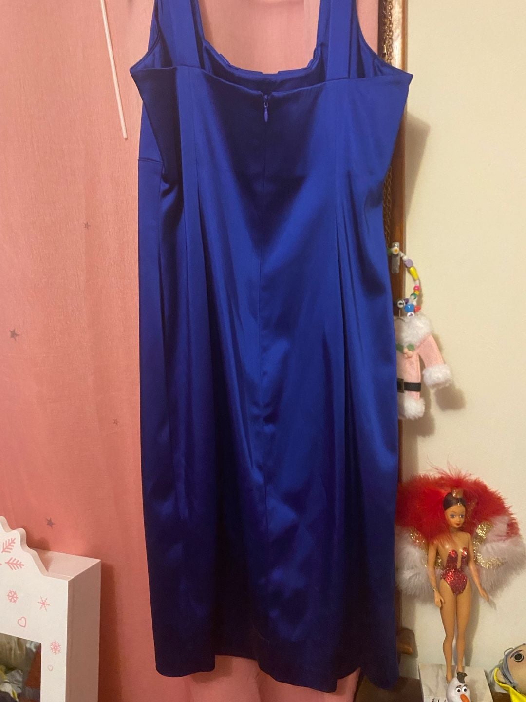 Calvin Klein Satin Dress Size 10 Royal Blue Sleeveless Cocktail 4