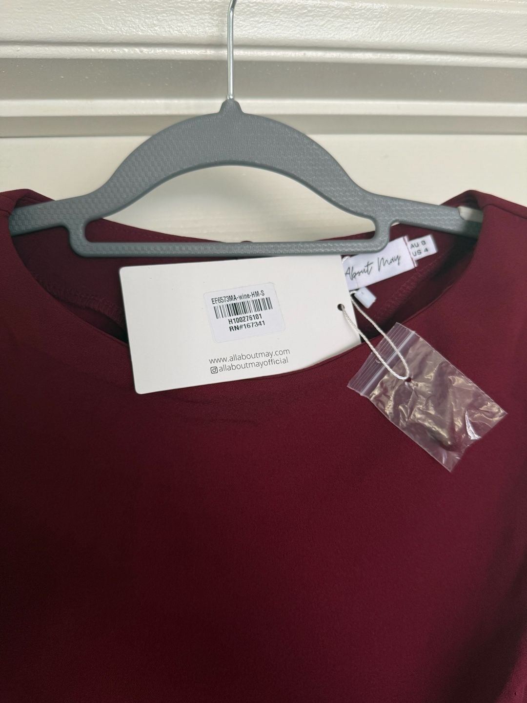 All About May Maxi Dress Size US 4 Wine Red Cream Contrast Asymmetric 9