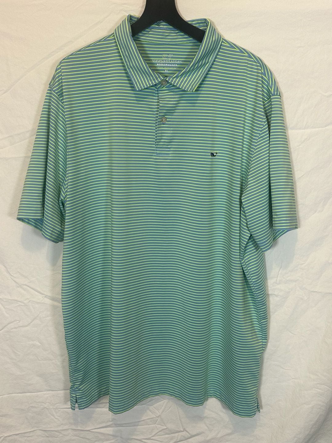 Vineyard Vines Sankaty Performance Polo Size XL Striped Blue Green 2