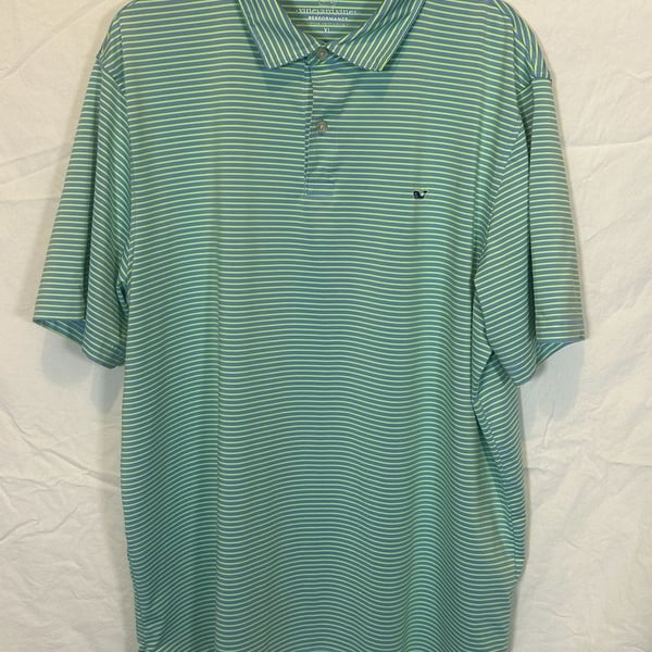 Vineyard Vines Sankaty Performance Polo Size XL Striped Blue Green